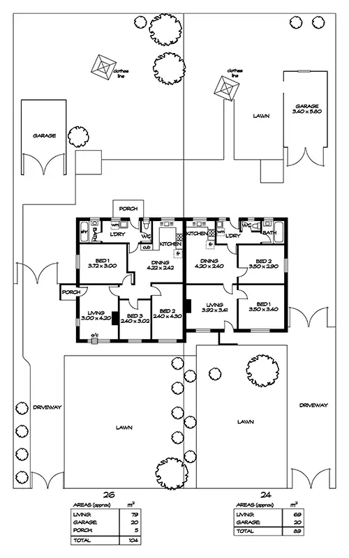 Floorplan of Homely house listing, 24/26 Winterbourne Rd, Elizabeth Vale SA 5112