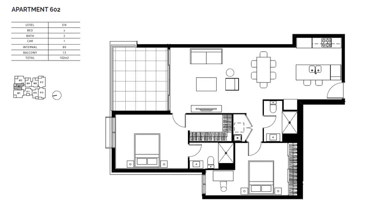 Floorplan of Homely apartment listing, 602/186 Clarence Rd, Indooroopilly QLD 4068