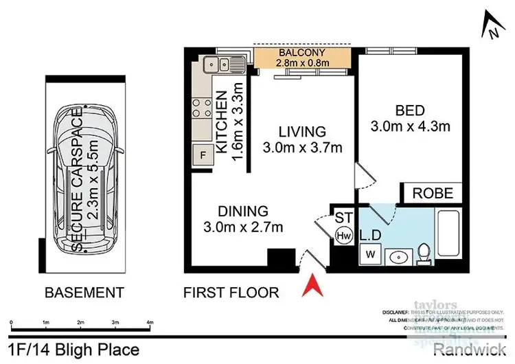 Floorplan of Homely apartment listing, 1F/14 Bligh Place, Randwick NSW 2031
