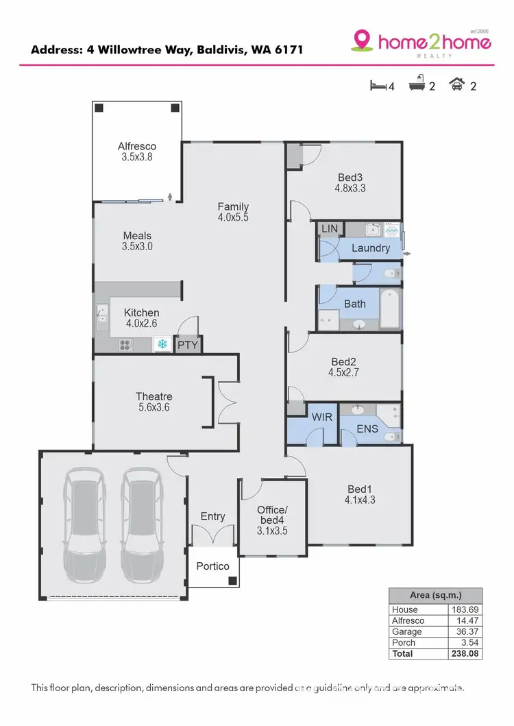 Floorplan of Homely house listing, 4 Willowtree Way, Baldivis WA 6171