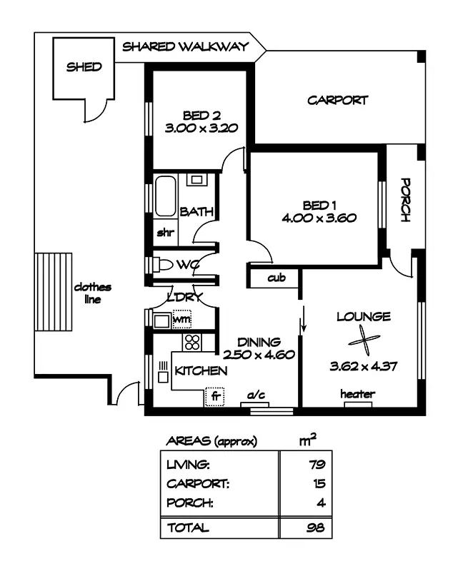 Floorplan of Homely unit listing, 2/47 Gaelic Avenue, Holden Hill SA 5088