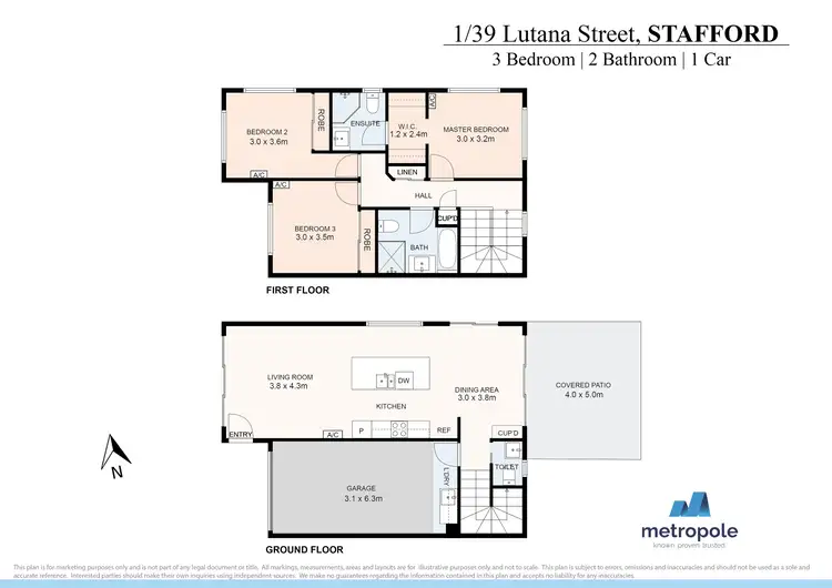 Floorplan of Homely townhouse listing, 1/39 Lutana Street, Stafford QLD 4053