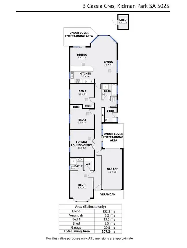 Floorplan of Homely house listing, 3 Cassia Crescent, Kidman Park SA 5025