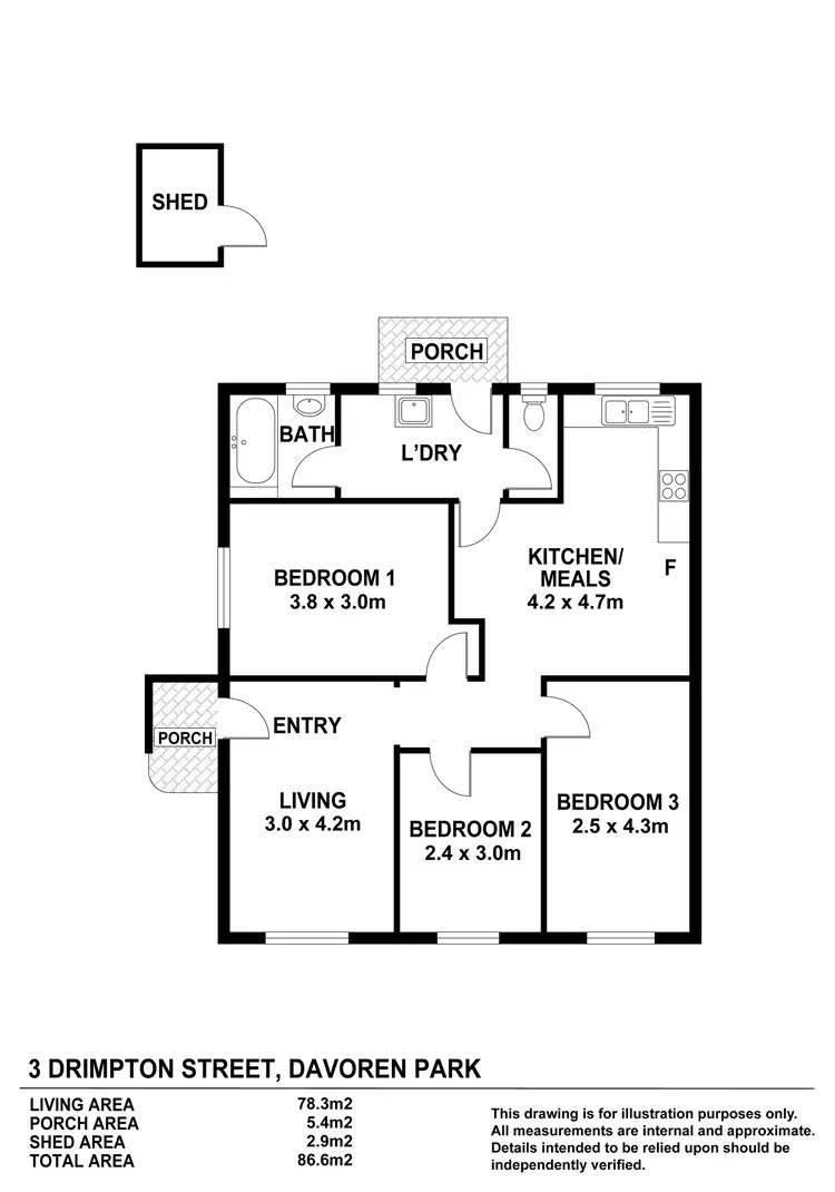 Floorplan of Homely house listing, 3 Drimpton Street, Davoren Park SA 5113