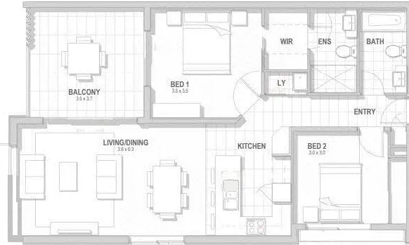 Floorplan of Homely apartment listing, 2/36 Hall Street, Northgate QLD 4013