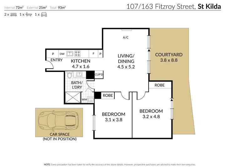 Floorplan of Homely apartment listing, 107/163 Fitzroy Street, St Kilda VIC 3182