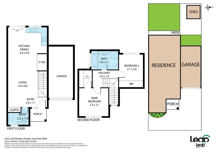Floorplan of Homely townhouse listing, 2/35 Rhodes Parade, Oak Park VIC 3046