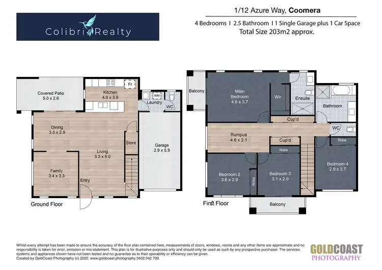 Floorplan of Homely semi-detached listing, 12 Azure Way, Coomera QLD 4209