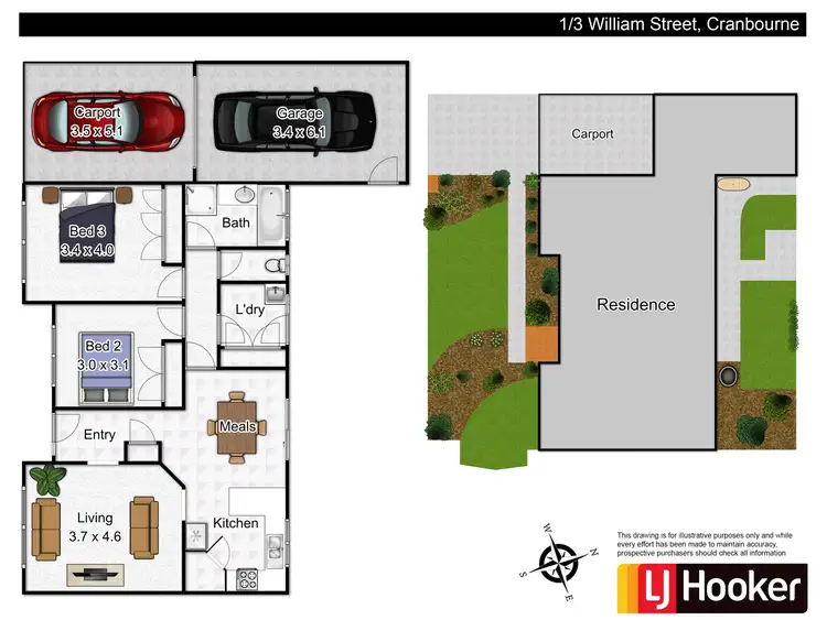 Floorplan of Homely unit listing, 1/3 William Street, Cranbourne VIC 3977