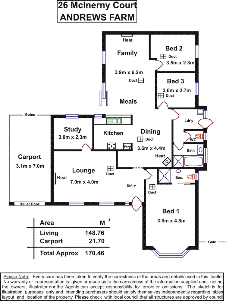 Floorplan of Homely house listing, 26 McInerney Court, Andrews Farm SA 5114