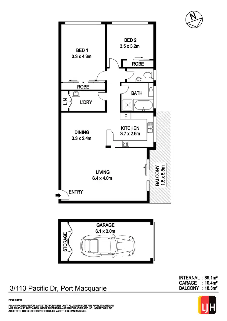 Floorplan of Homely unit listing, 3/113 Pacific Drive, Port Macquarie NSW 2444