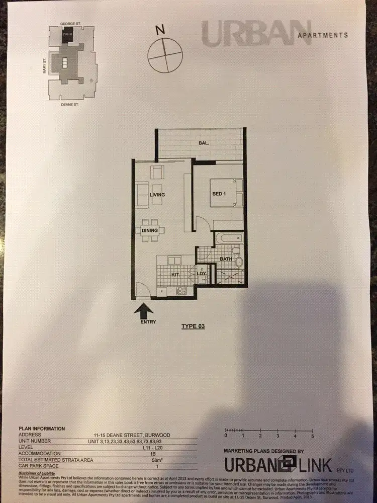 Floorplan of Homely unit listing, 1903/11-15 Deane Street, Burwood NSW 2134