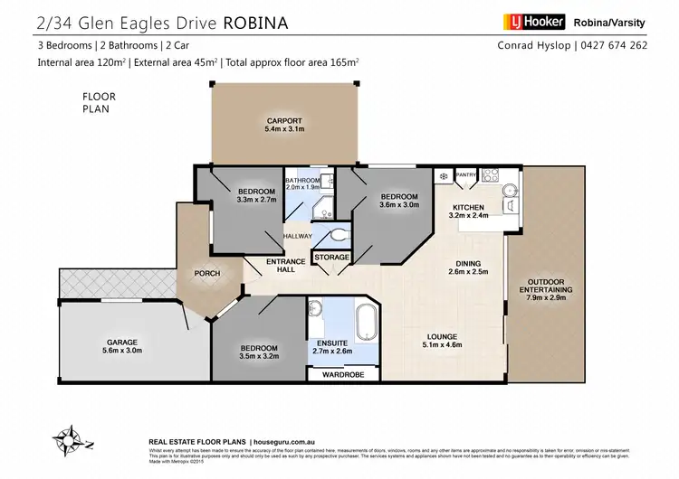 Floorplan of Homely semi-detached listing, 2/34 Glen Eagles Drive, Robina QLD 4226