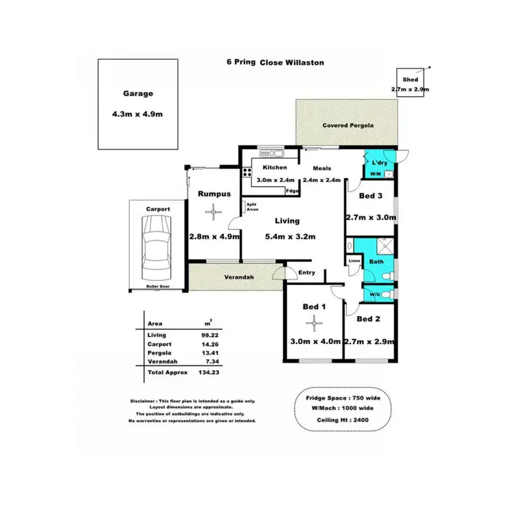 Floorplan of Homely house listing, 6 Pring Close, Willaston SA 5118