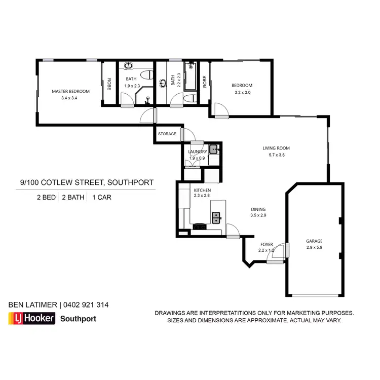 Floorplan of Homely unit listing, 9 Parkview/100 Cotlew Street East, Southport QLD 4215