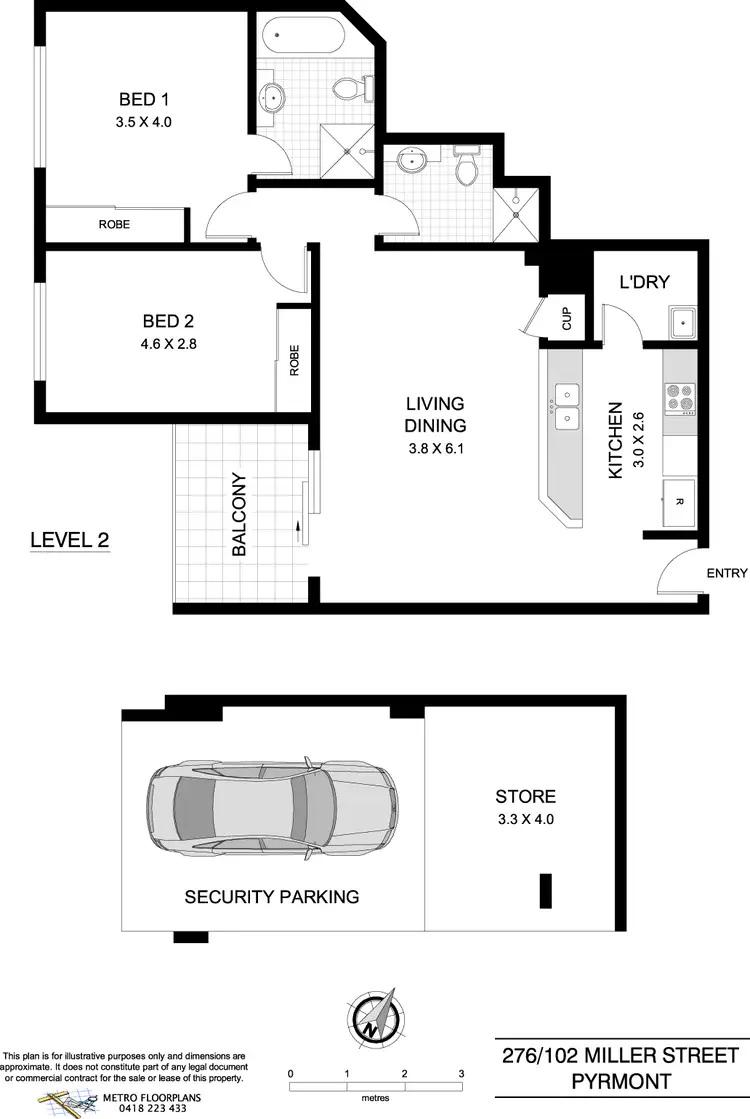 Floorplan of Homely apartment listing, 276/102 Miller Street, Pyrmont NSW 2009