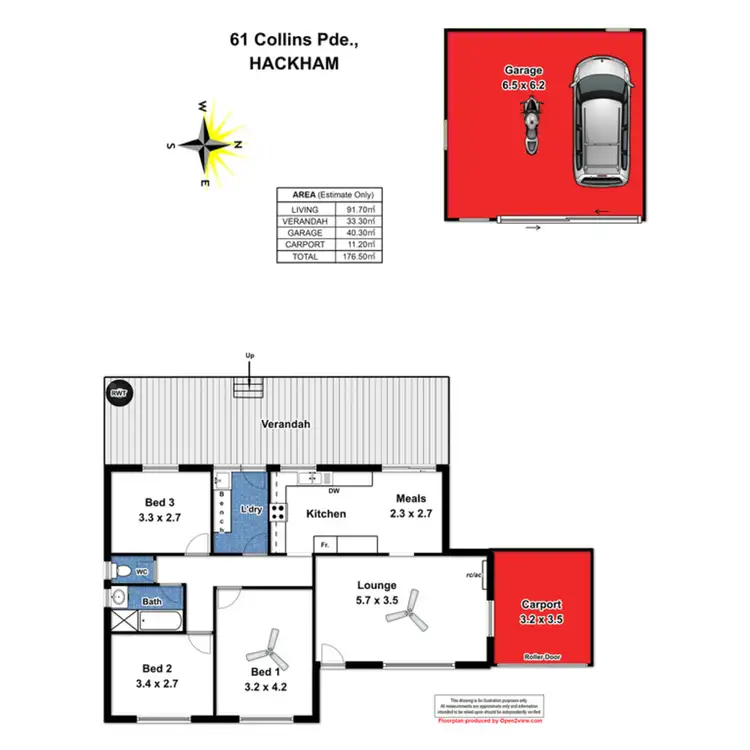 Floorplan of Homely house listing, 61 Collins Parade, Hackham SA 5163