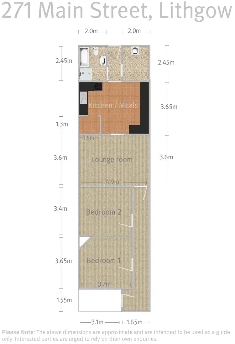 Floorplan of Homely semi-detached listing, 271 Main Street, Lithgow NSW 2790