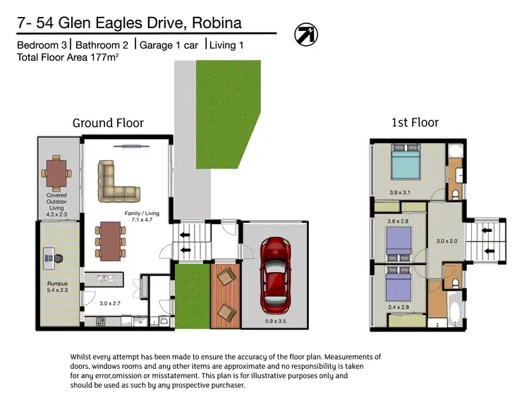 Floorplan of Homely townhouse listing, 7/54-58 Glen Eagles Drive, Robina QLD 4226