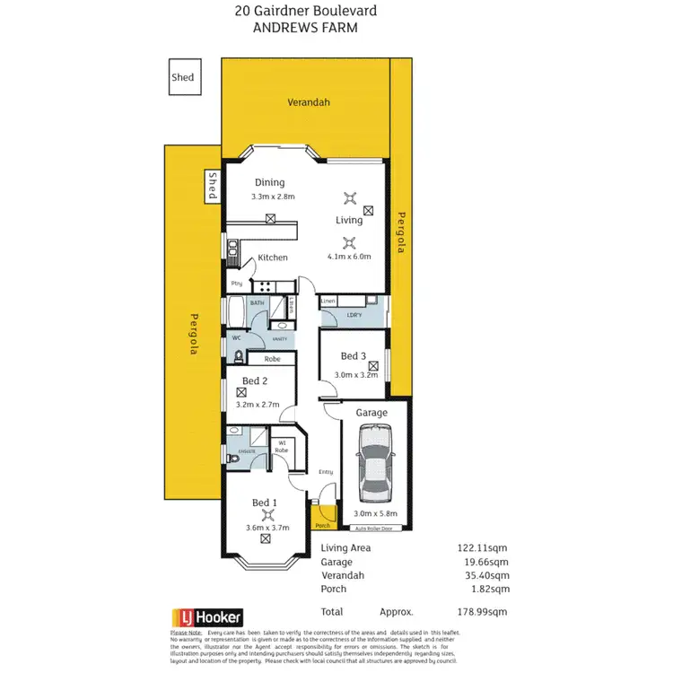 Floorplan of Homely villa listing, 20 Gairdner Boulevard, Andrews Farm SA 5114