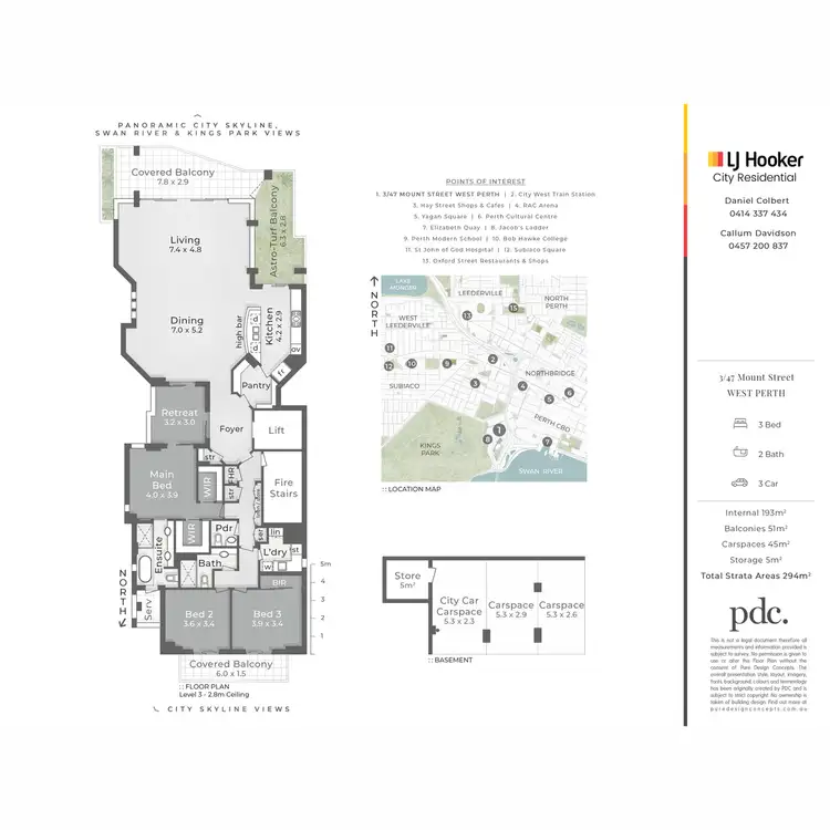 Floorplan of Homely apartment listing, 3/47 Mount Street, West Perth WA 6005