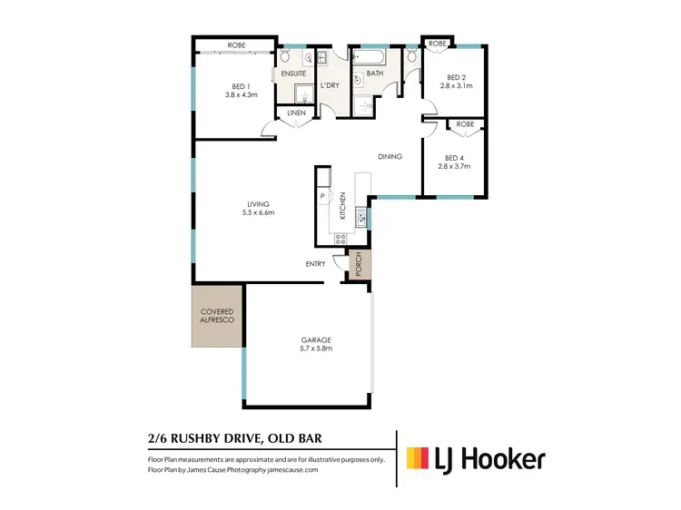 Floorplan of Homely semi-detached listing, 2/6 Rushby Drive, Old Bar NSW 2430