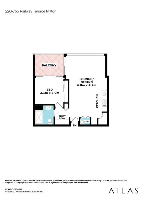 Floorplan of Homely unit listing, 2207/55 Railway Terrace, Milton QLD 4064