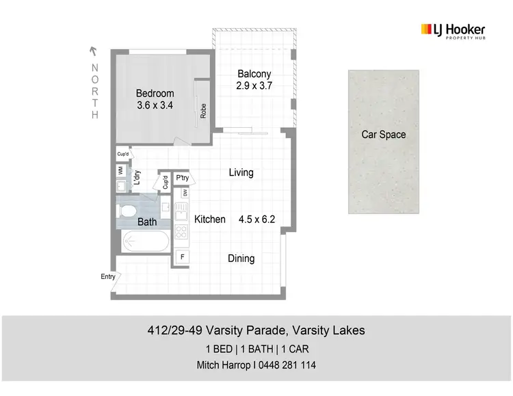 Floorplan of Homely apartment listing, 412/29-49 Varsity Parade, Varsity Lakes QLD 4227