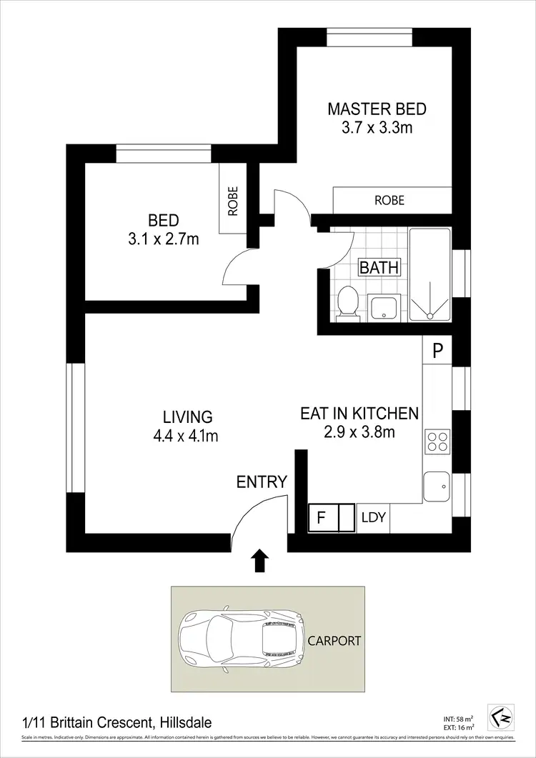 Floorplan of Homely unit listing, 1/11 Brittain Crescent, Hillsdale NSW 2036