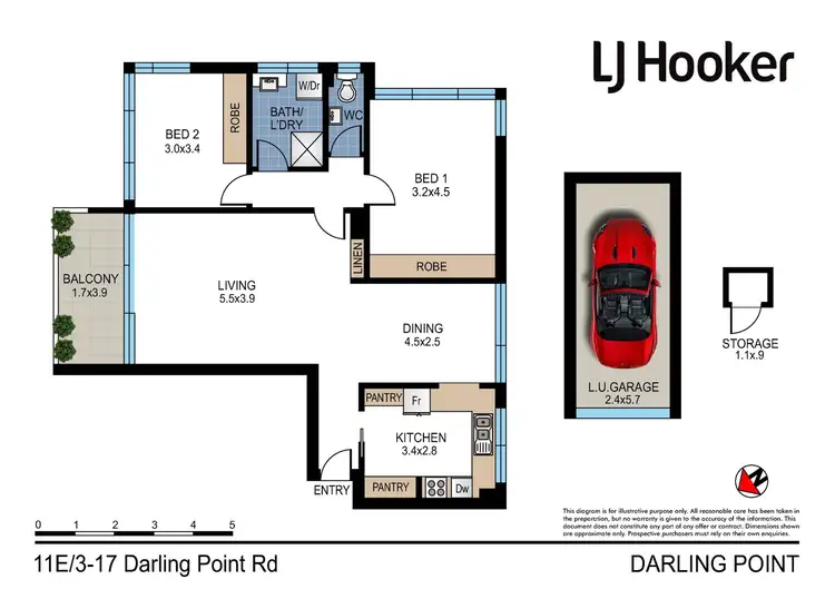 Floorplan of Homely apartment listing, 11E/3-17 Darling Point Road, Darling Point NSW 2027