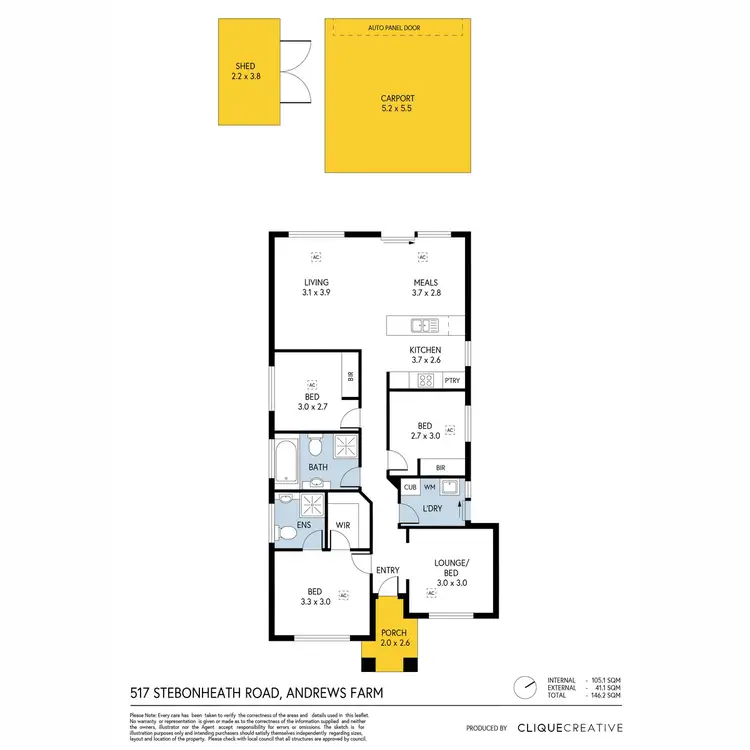 Floorplan of Homely house listing, 517 Stebonheath Road, Andrews Farm SA 5114