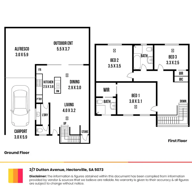 Floorplan of Homely townhouse listing, 2/7 Dutton Avenue, Hectorville SA 5073