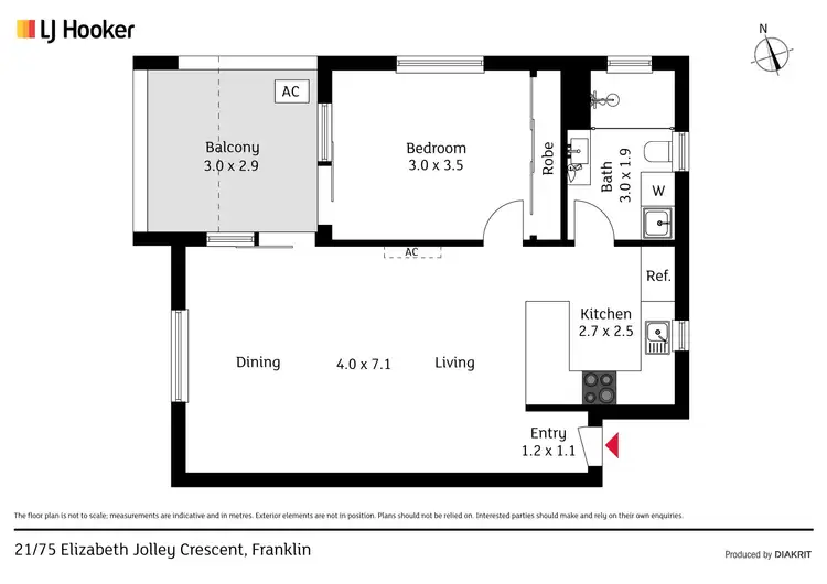 Floorplan of Homely unit listing, 21/75 Elizabeth Jolley Crescent, Franklin ACT 2913