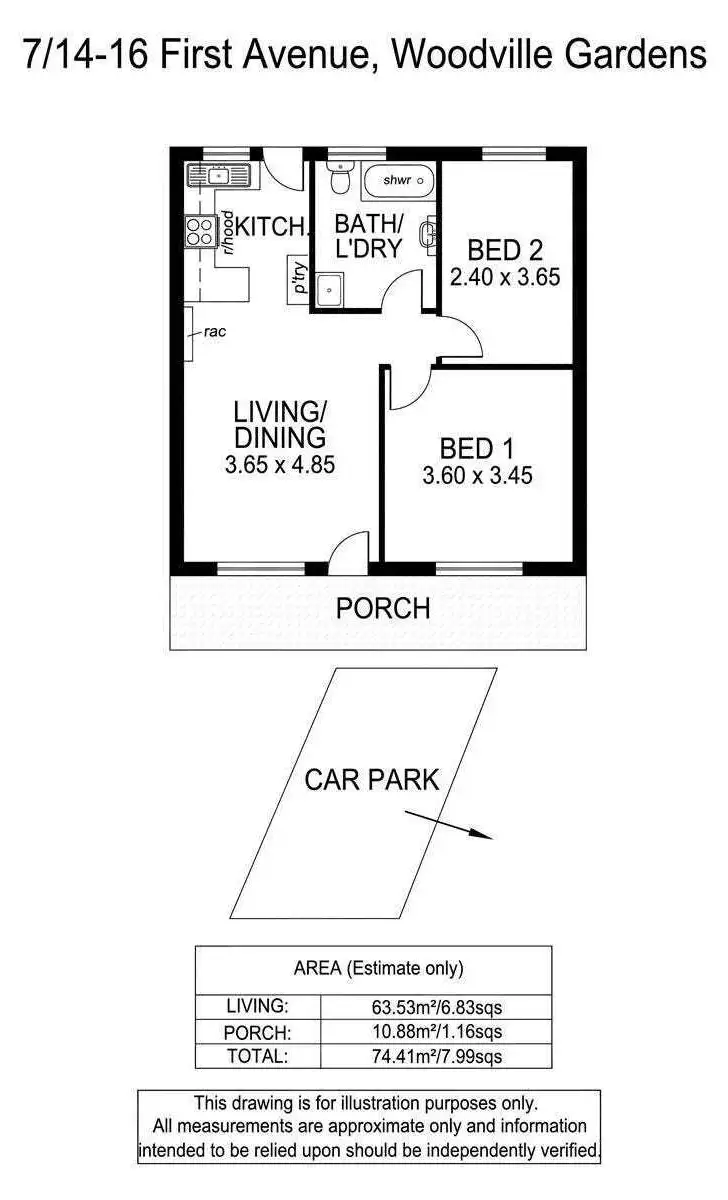 Floorplan of Homely unit listing, 7/14-16 First Avenue, Woodville Gardens SA 5012