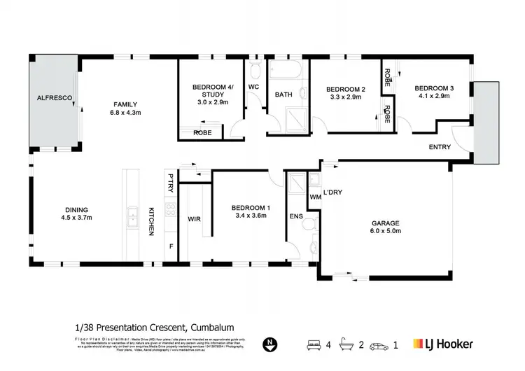 Floorplan of Homely semi-detached listing, 1/38 Presentation Crescent, Cumbalum NSW 2478
