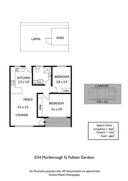 Floorplan of Homely unit listing, 3/54 Marlborough Street, Fulham Gardens SA 5024