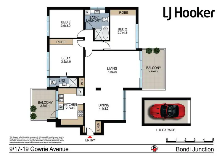 Floorplan of Homely unit listing, 9/17-19 Gowrie Avenue, Bondi Junction NSW 2022
