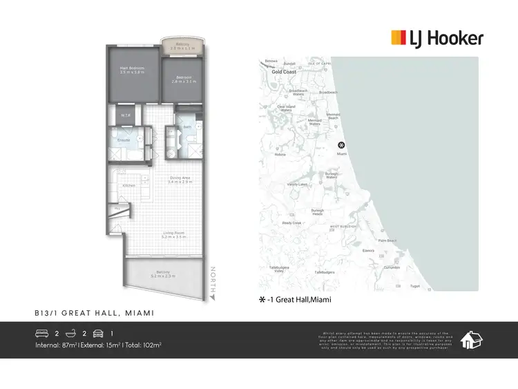 Floorplan of Homely unit listing, B13/1 Great Hall Drive, Miami QLD 4220