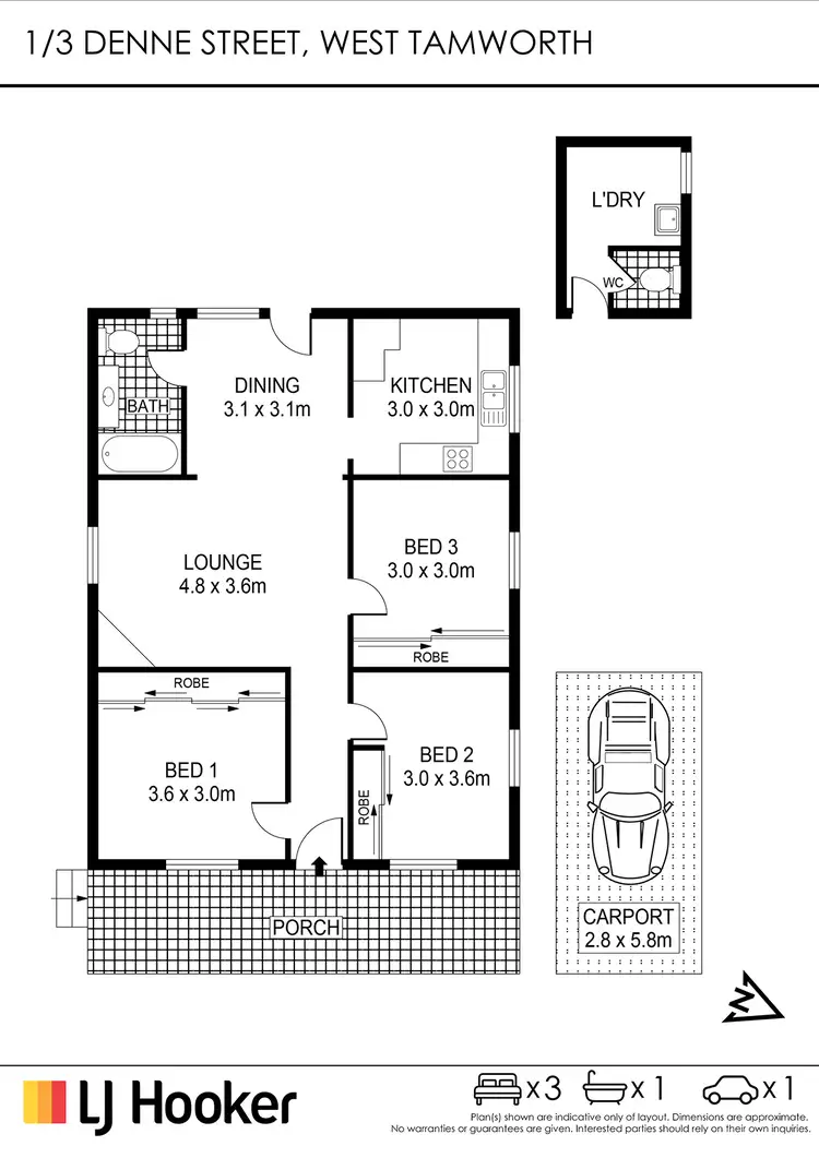 Floorplan of Homely house listing, 1/3 Denne Street, West Tamworth NSW 2340