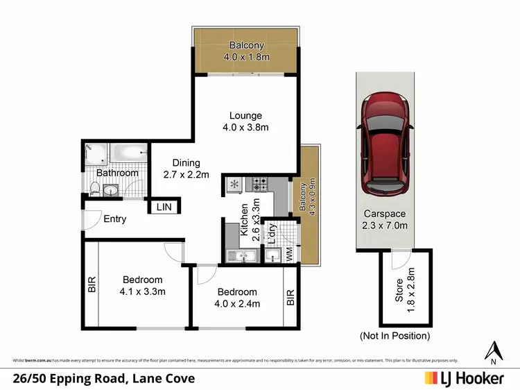 Floorplan of Homely unit listing, 26/50 Epping Road, Lane Cove NSW 2066