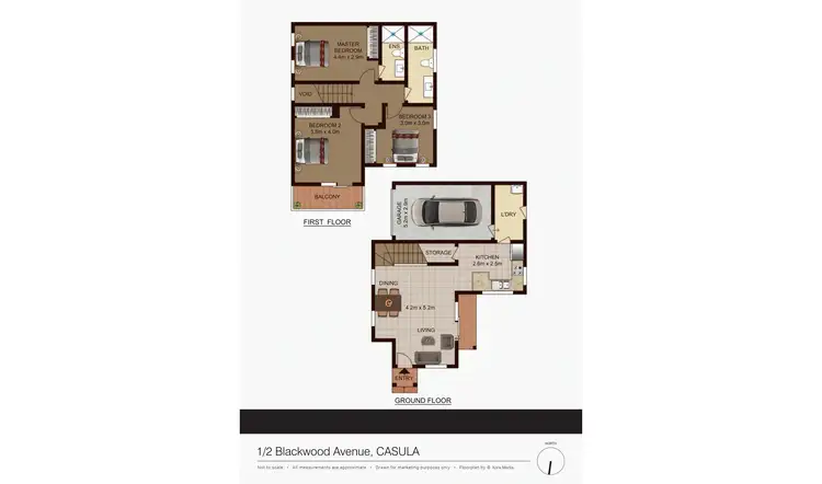 Floorplan of Homely townhouse listing, 1/2 Blackwood Avenue, Casula NSW 2170