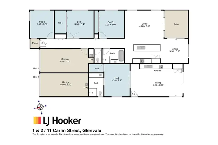 Floorplan of Homely unit listing, 1 & 2/11 Carlin Street, Glenvale QLD 4350