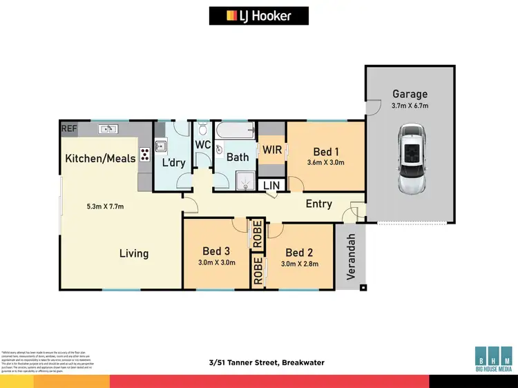 Floorplan of Homely unit listing, Unit 3/51 Tanner Street, Breakwater VIC 3219