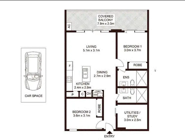 Floorplan of Homely apartment listing, C1004/30 Shepherd Street, Liverpool NSW 2170