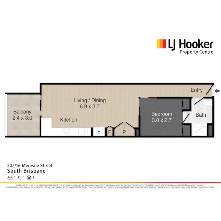 Floorplan of Homely unit listing, 207/16 Merivale Street, South Brisbane QLD 4101