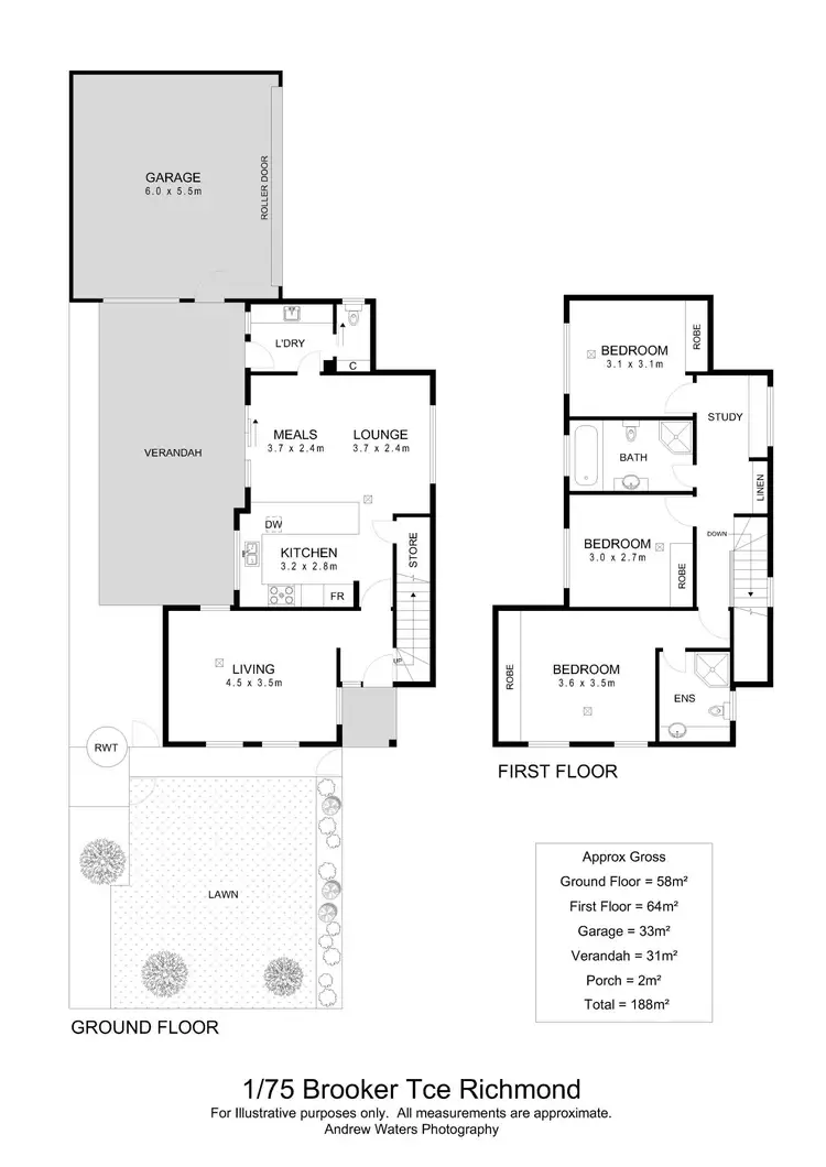 Floorplan of Homely townhouse listing, 1/75 Brooker Terrace, Richmond SA 5033
