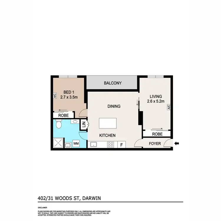 Floorplan of Homely unit listing, 402/31 Woods Street, Darwin City NT 800