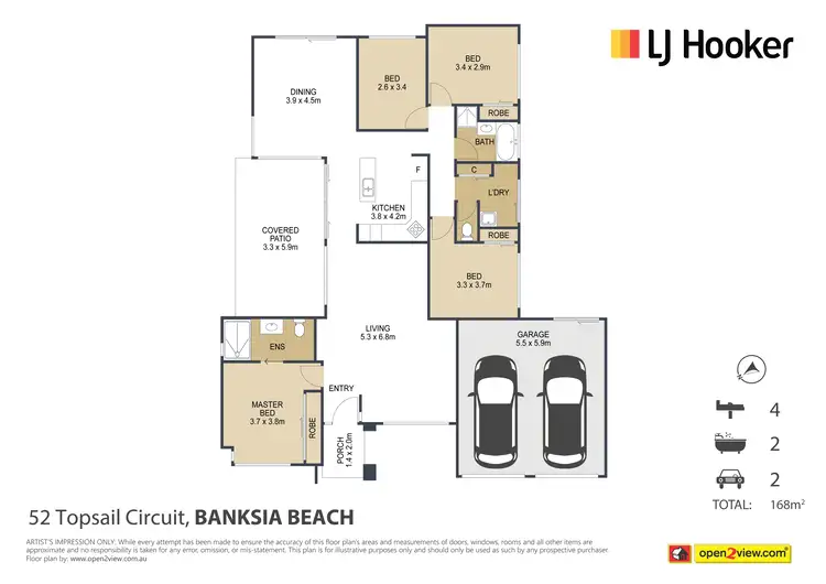 Floorplan of Homely house listing, 52 Topsail Circuit, Banksia Beach QLD 4507