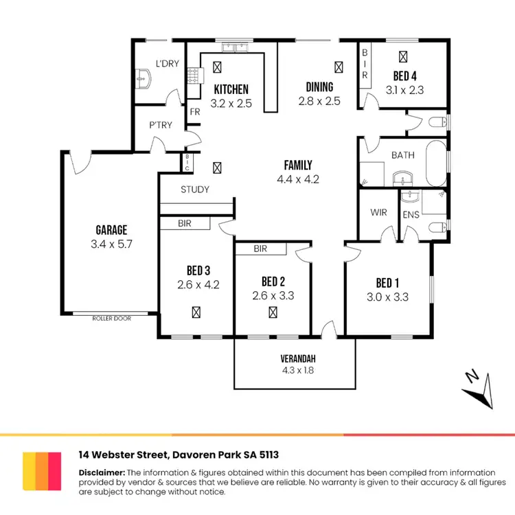 Floorplan of Homely house listing, 14 Webster Street, Davoren Park SA 5113