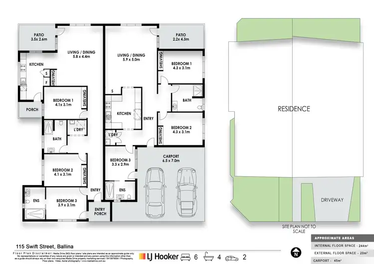 Floorplan of Homely semi-detached listing, 115 Swift Street, Ballina NSW 2478
